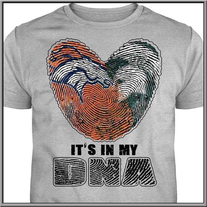 Its In My Dna Denver Broncos Michigan State Spartans Heart T Shirt