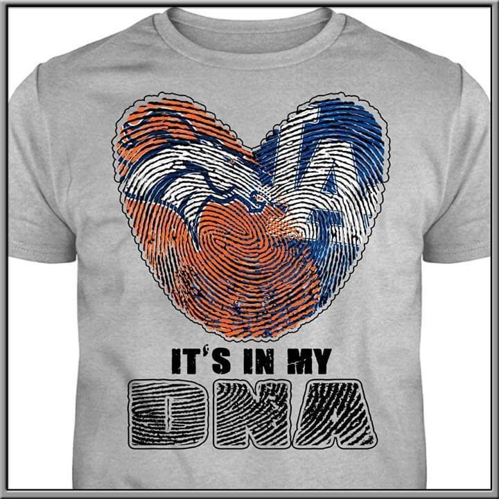 Its In My Dna Denver Broncos Los Angeles Dodgers Heart T Shirt