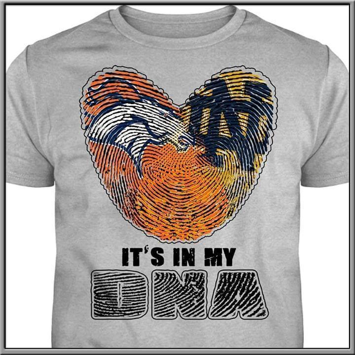 Its In My Dna Denver Broncos Notre Dame Fighting Irish Heart T Shirt
