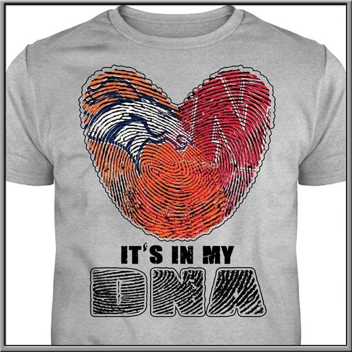 Its In My Dna Denver Broncos Nebraska Huskers Heart T Shirt