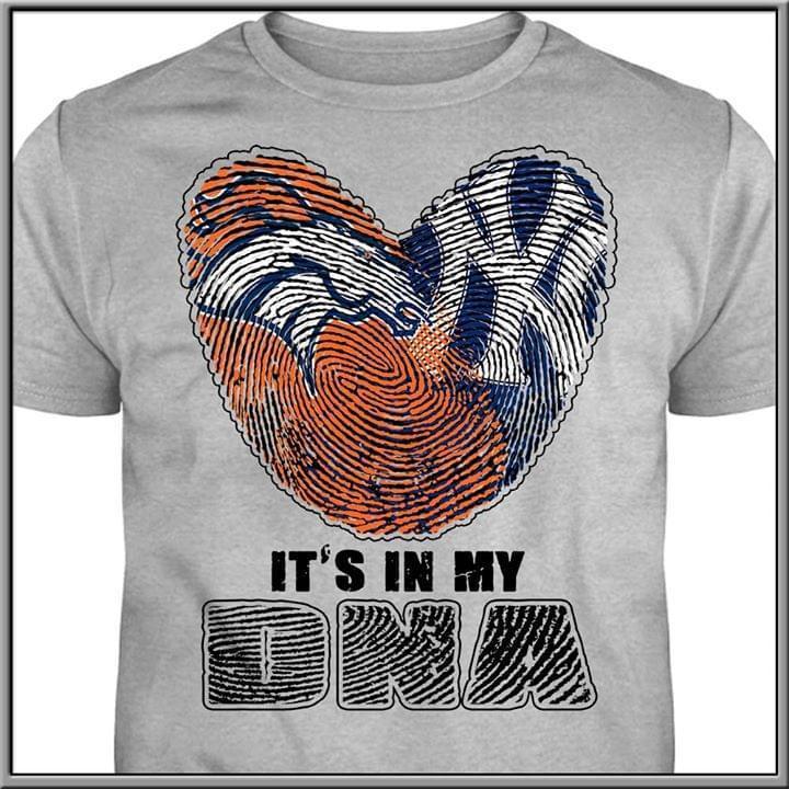 Its In My Dna Denver Broncos New York Yankees Heart T Shirt