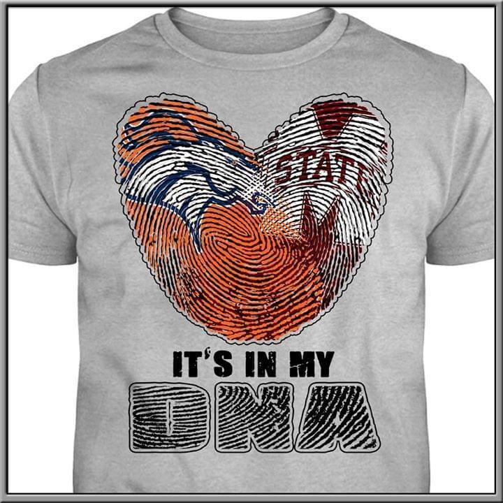 Its In My Dna Denver Broncos Mississippi State Bulldogs Heart T Shirt