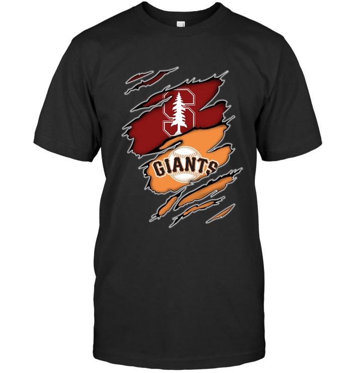stanford Cardinal And San Francisco Giants Layer Under Ripped Shirt