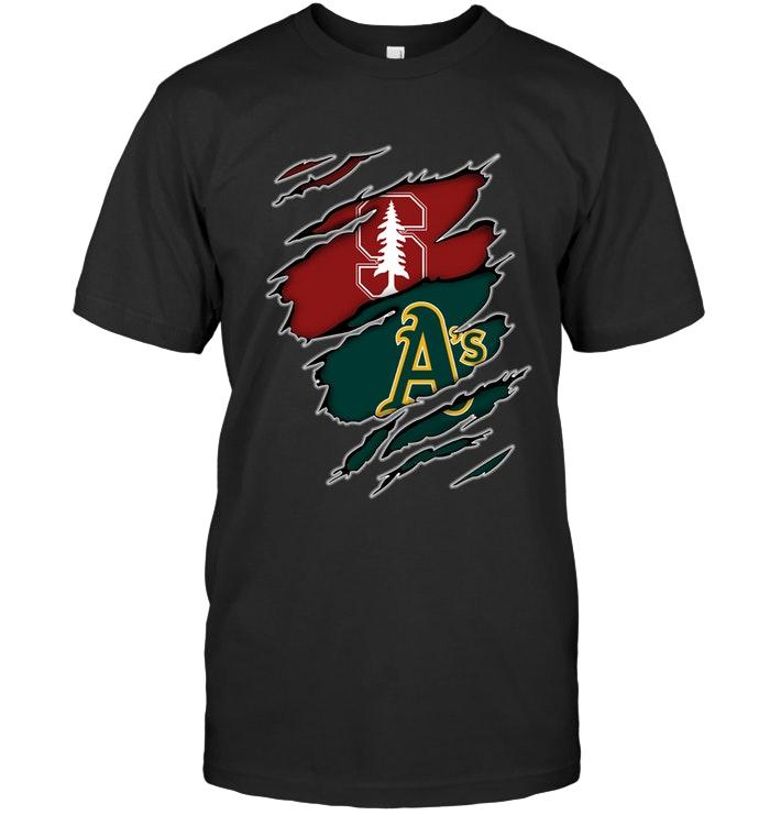 stanford Cardinal And Oakland Athletics Layer Under Ripped Shirt