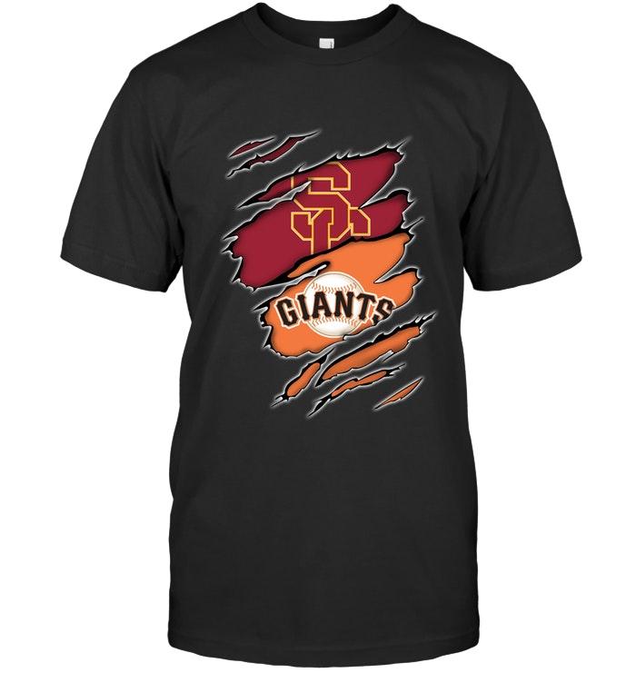 usc Trojans And San Francisco Giants Layer Under Ripped Shirt