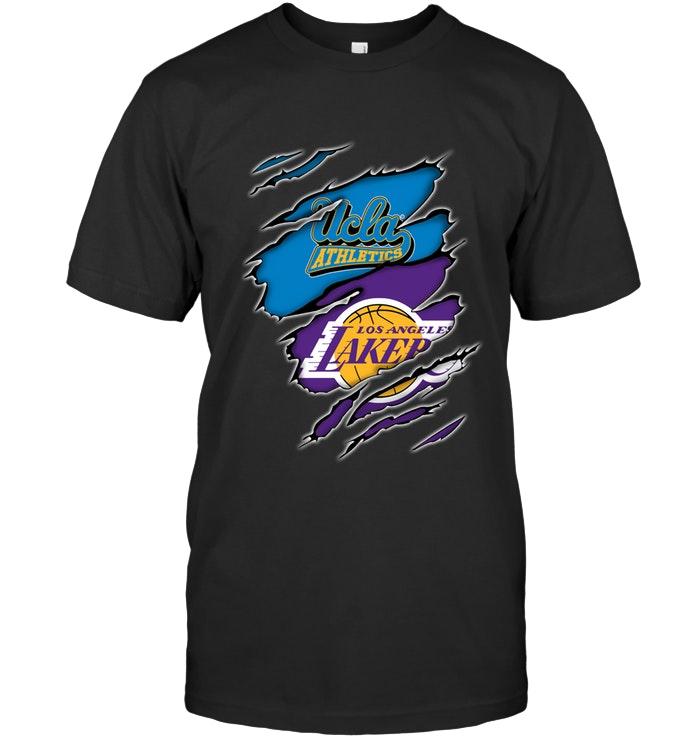 ucla Bruins And Los Angeles Lakers Layer Under Ripped Shirt