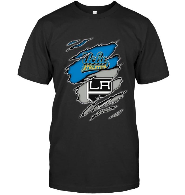 ucla Bruins And Los Angeles Kings Layer Under Ripped Shirt