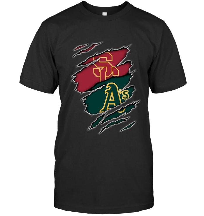 usc Trojans And Oakland Athletics Layer Under Ripped Shirt