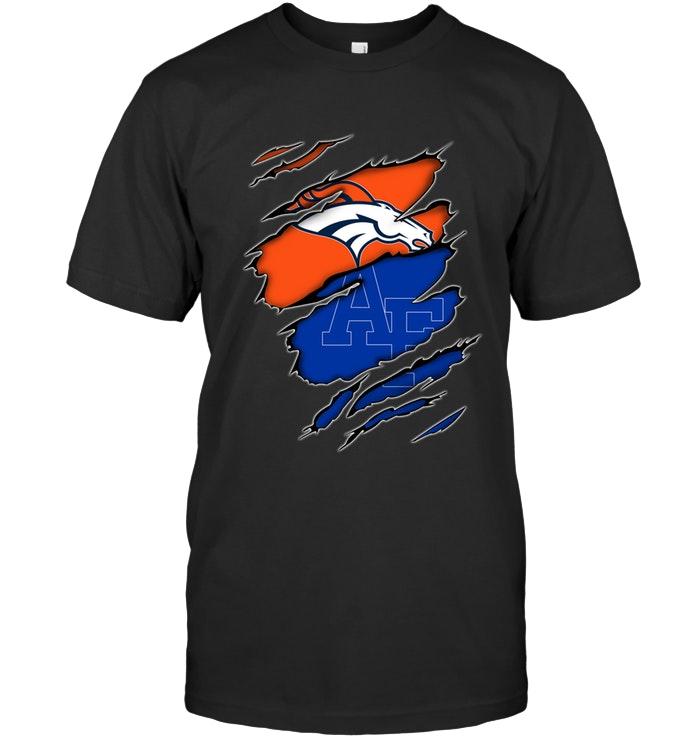 denver Broncos And Air Force Falcons Layer Under Ripped Shirt