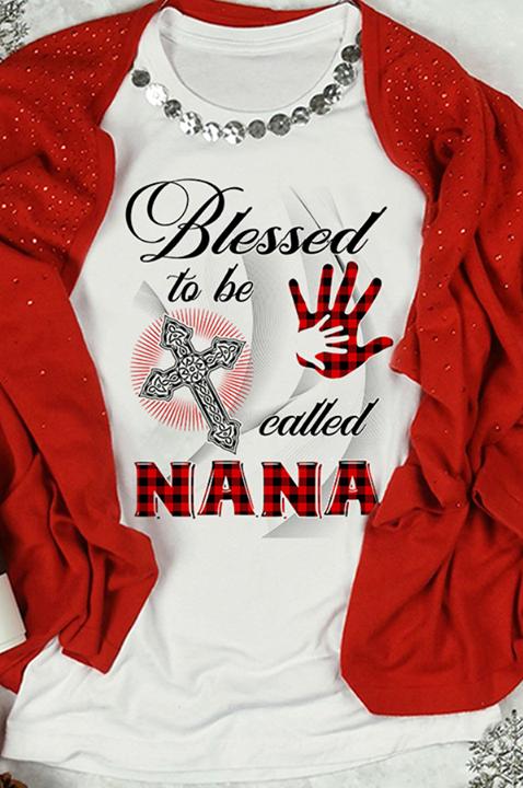 blessed To Be Called Nana Jesus Christmas Red Chequered T Shirt