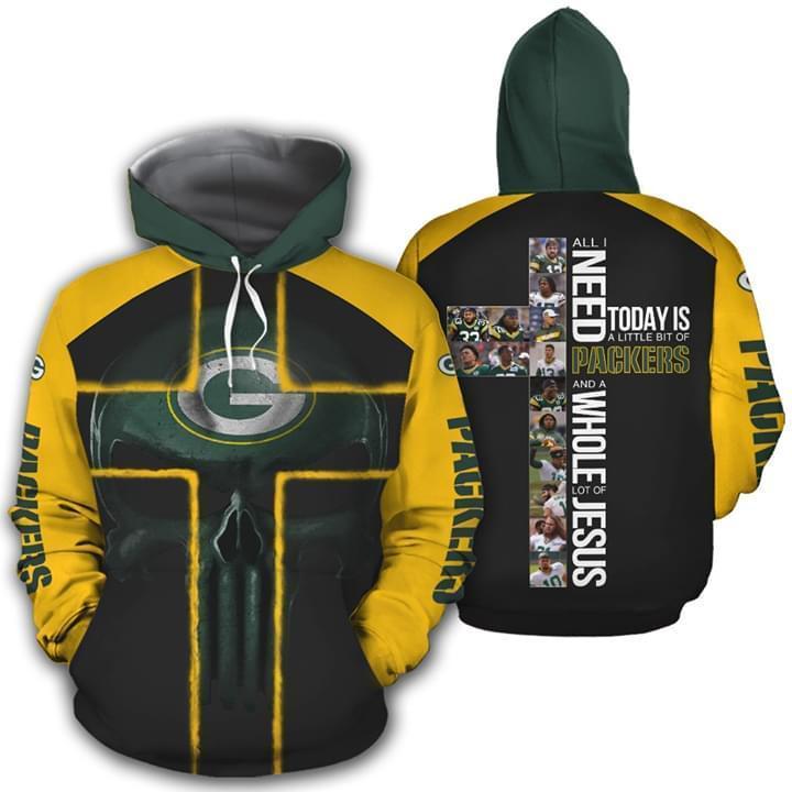 All I Need Today Is Little Bit Green Bay Packers And Whole Lots Of Jesus 3d Printed Hoodie