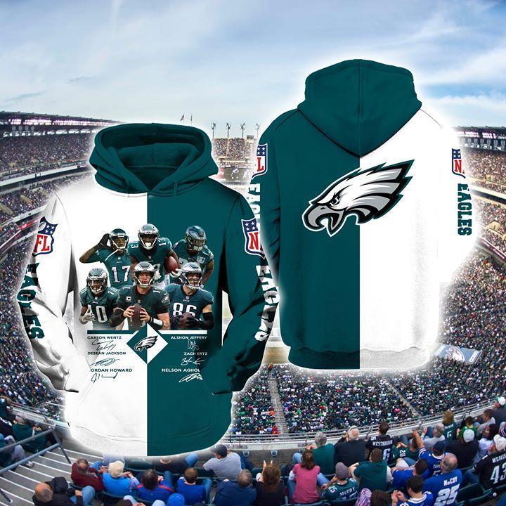 Philadelphia Eagles Legends Players Signatures For Fan 3d Printed Hoodie
