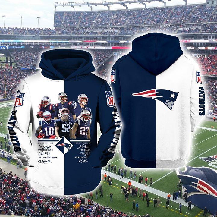 New England Patriots Players Signatures 3d Printed Hoodie