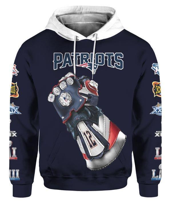 New England Patriots Thanos Gloves 3d Printed Hoodie