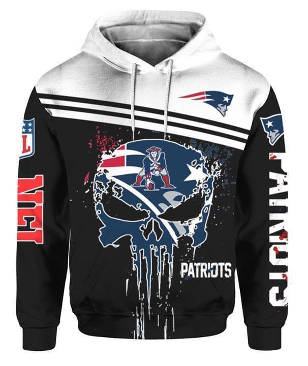 Nfl New England Patriots For Patriots Lovers Skull 3d Printed Hoodie