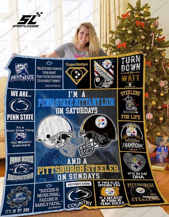 Im A Penn State Nittany Lions On Saturdays And Pittsburgh Steelers On Sundays Turn Down For Watt Quilt Blanket