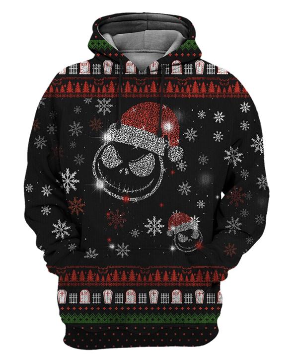 Jack Skellington Glitter Ugly Christmas 3d Printed Hoodie