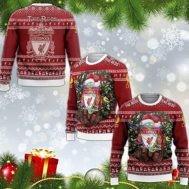 The Reds Liverpool Football Club Youll Never Walk Alone Ugly Christmas 3d Printed Sweatshirt 3d
