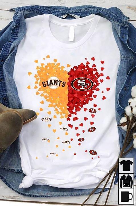 San Francisco Giants And San Francisco 49ers Tiny Hearts Love Shape T Shirt