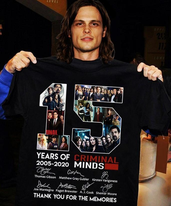 15 Years Of Criminal Minds 2005 2020 All Cast Signatures Thank You For Memories T Shirt