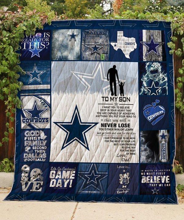 To Son Believe In Your Heart You Capable Achieving Anything You Put In Mind Dallas Cowboys Quilt Blanket
