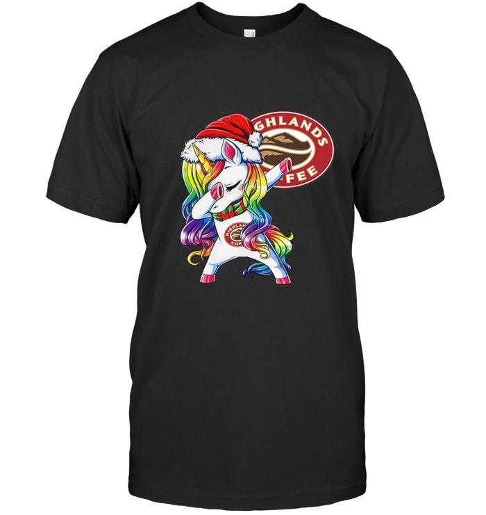 Christmas Rainbow Dabbing Unicorn Love Highlands Shirt