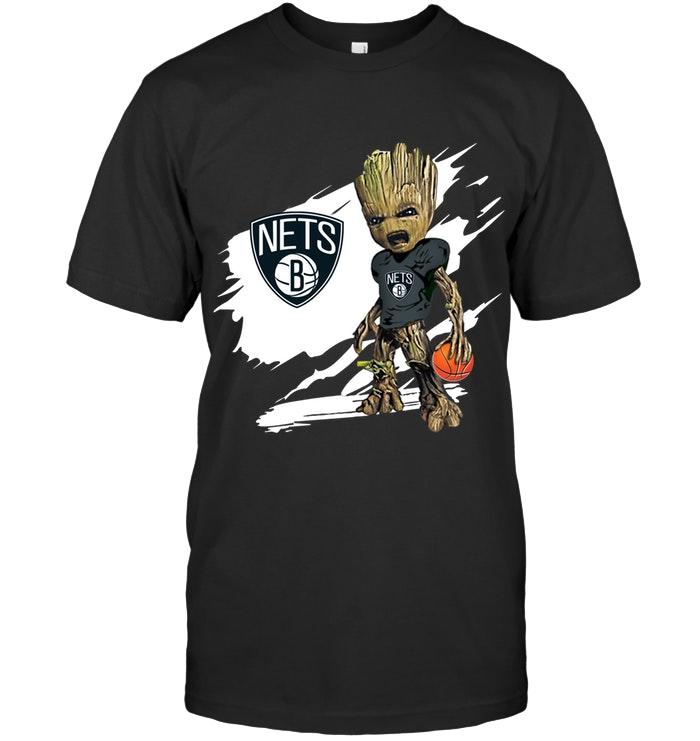 Brooklyn Nets Angry Baby Groot Ripped Shirt