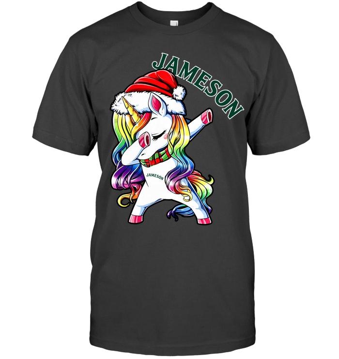 Christmas Rainbow Dabbing Unicorn Love Jameson Irish Whiskey Shirt