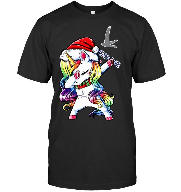 Christmas Rainbow Dabbing Unicorn Love Grey Goose Vodka Shirt