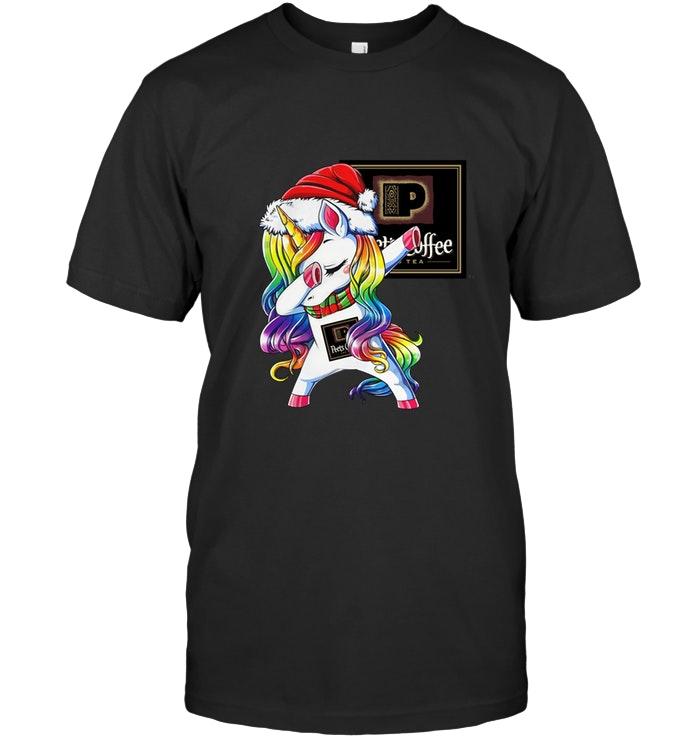 Christmas Rainbow Dabbing Unicorn Love Peet?s Coffee Shirt