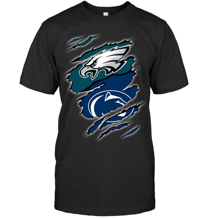 Philadelphia Eagles And Penn State Nittany Lions Layer Under Ripped Shirt