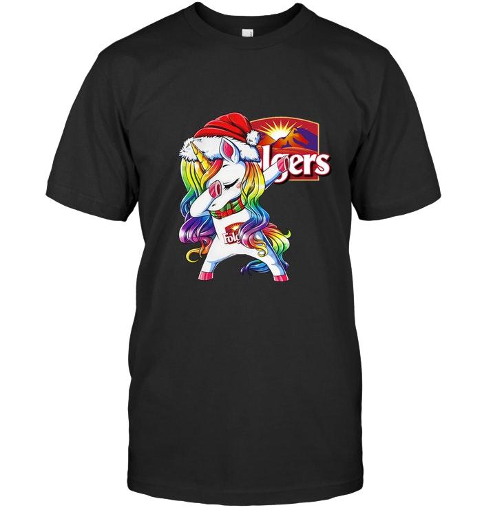 Christmas Rainbow Dabbing Unicorn Love Folgers Shirt