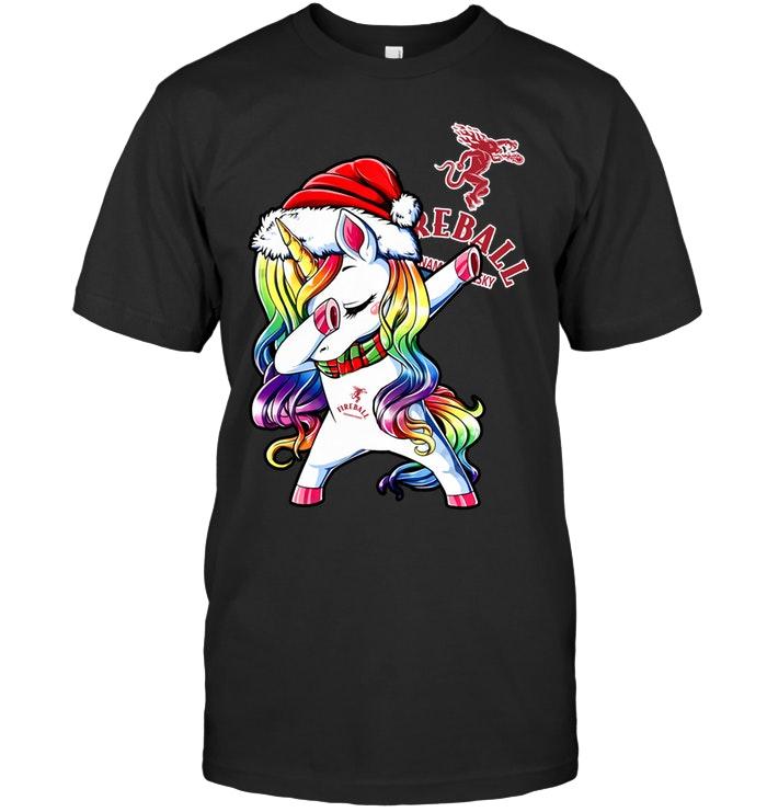 Christmas Rainbow Dabbing Unicorn Love Fireball Cinnamon Whisky Shirt