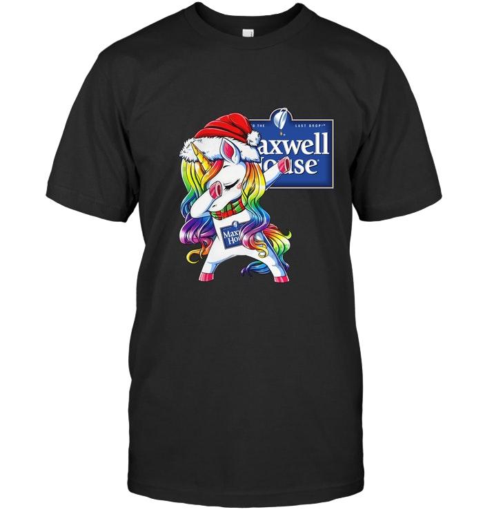 Christmas Rainbow Dabbing Unicorn Love Maxwell House Shirt