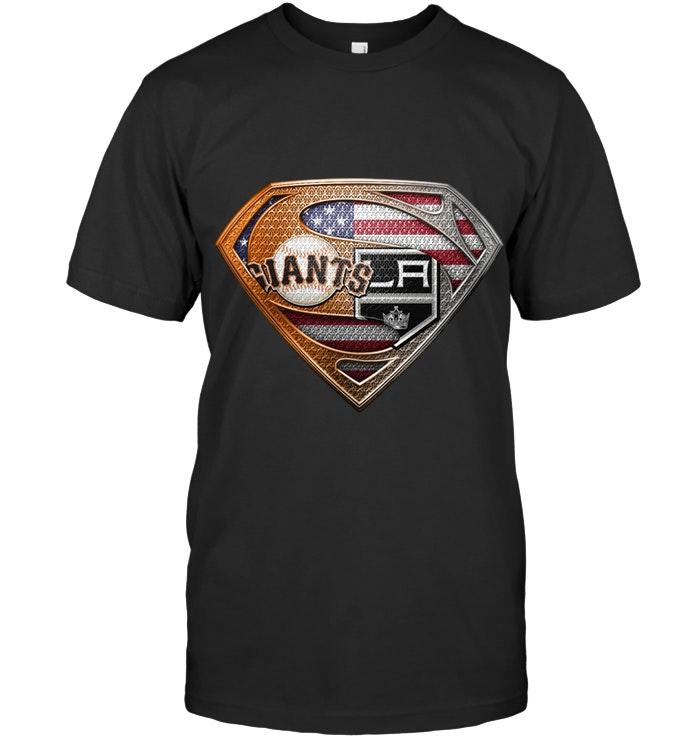 San Francisco Giants And Los Angeles Kings Superman American Flag Layer Shirt