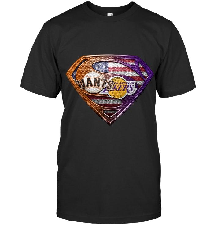 San Francisco Giants And Los Angeles Lakers Superman American Flag Layer Shirt