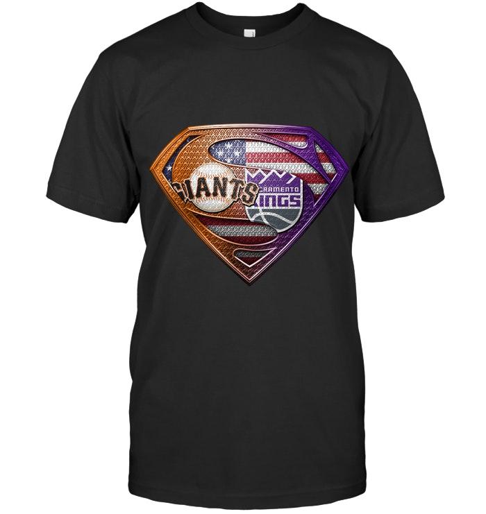 San Francisco Giants And Sacramento Kings Superman American Flag Layer Shirt