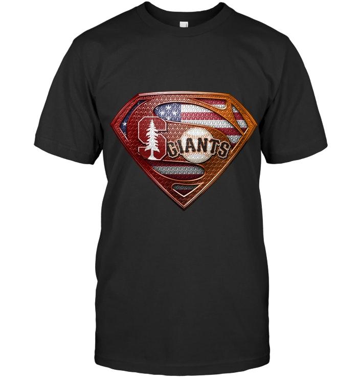 Stanford Cardinal And San Francisco Giants Superman American Flag Layer Shirt
