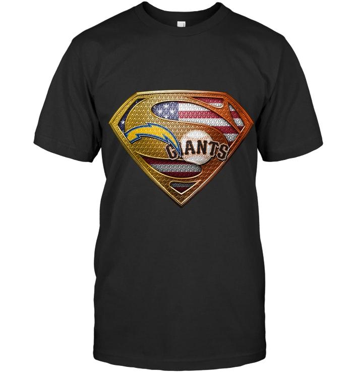Los Angeles Chargers And San Francisco Giants Superman American Flag Layer Shirt