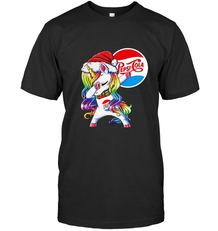 Christmas Rainbow Dabbing Unicorn Love Pepsi Cola Shirt
