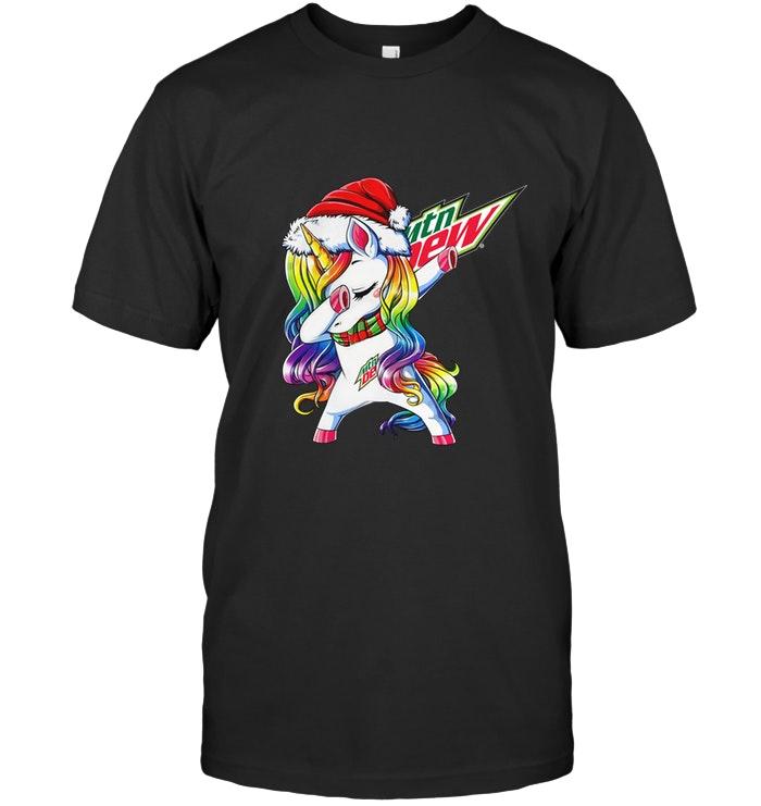 Christmas Rainbow Dabbing Unicorn Love Mountain Dew Shirt