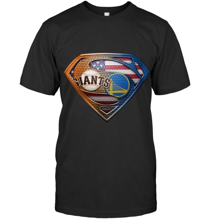San Francisco Giants And Golden State Warriors Superman American Flag Layer Shirt