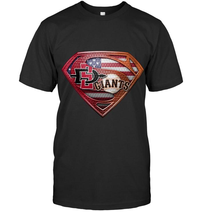 San Diego State Aztecs And San Francisco Giants Superman American Flag Layer Shirt
