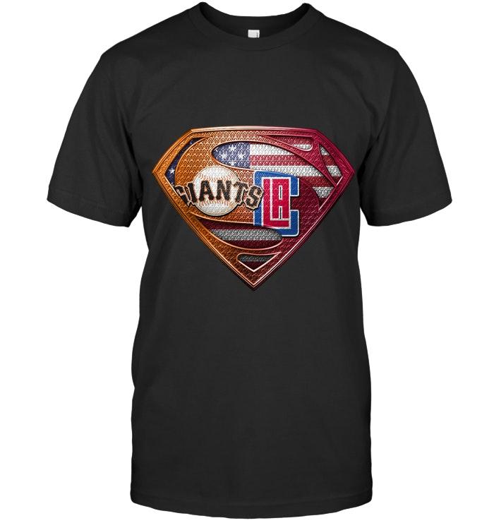 San Francisco Giants And Los Angeles Clippers Superman American Flag Layer Shirt