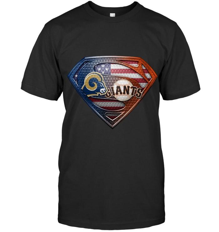 Los Angeles Rams And San Francisco Giants Superman American Flag Layer Shirt
