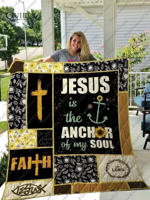 Jesus Is The Anchor Of My Soul Sunflower Quilt Blanket Quilt Blanket