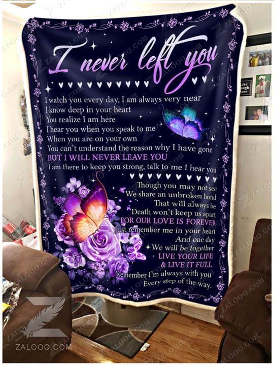 I Never Left You Purple Rose Butterfly Quilt Blanket Quilt Blanket