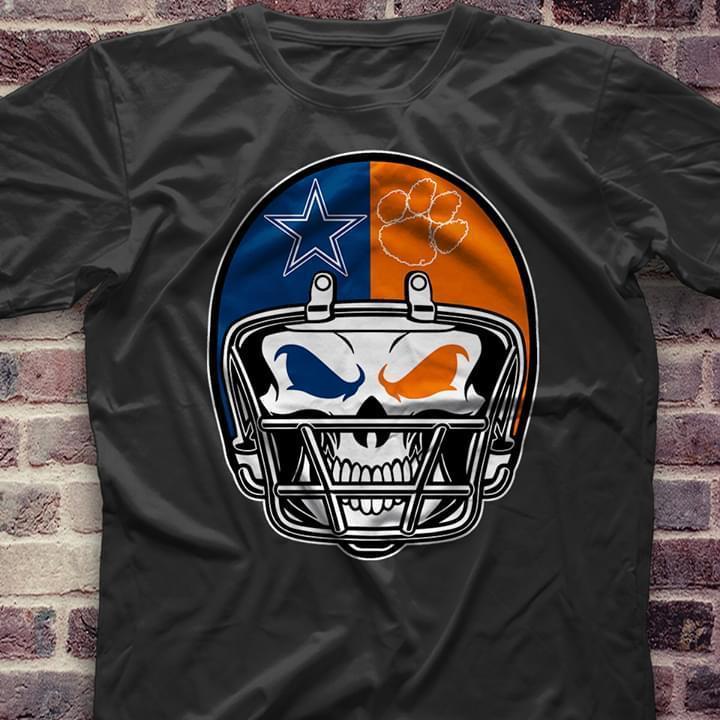 Skull Helmet Dallas Cowboys Clemson Tigers T Shirt