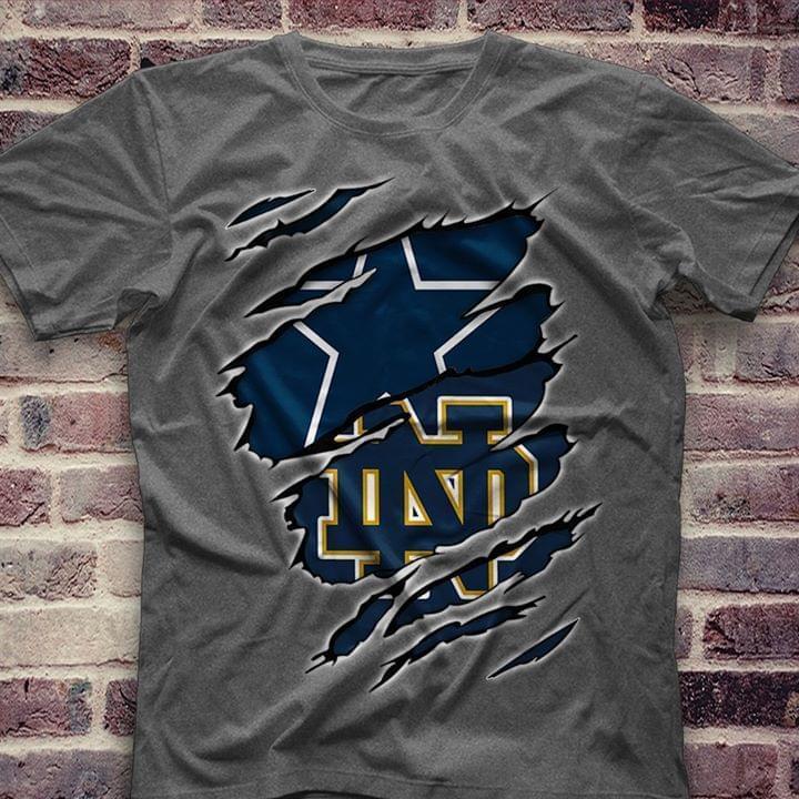 Dallas Cowboys Notre Dame Fighting Irish Ripped T Shirt