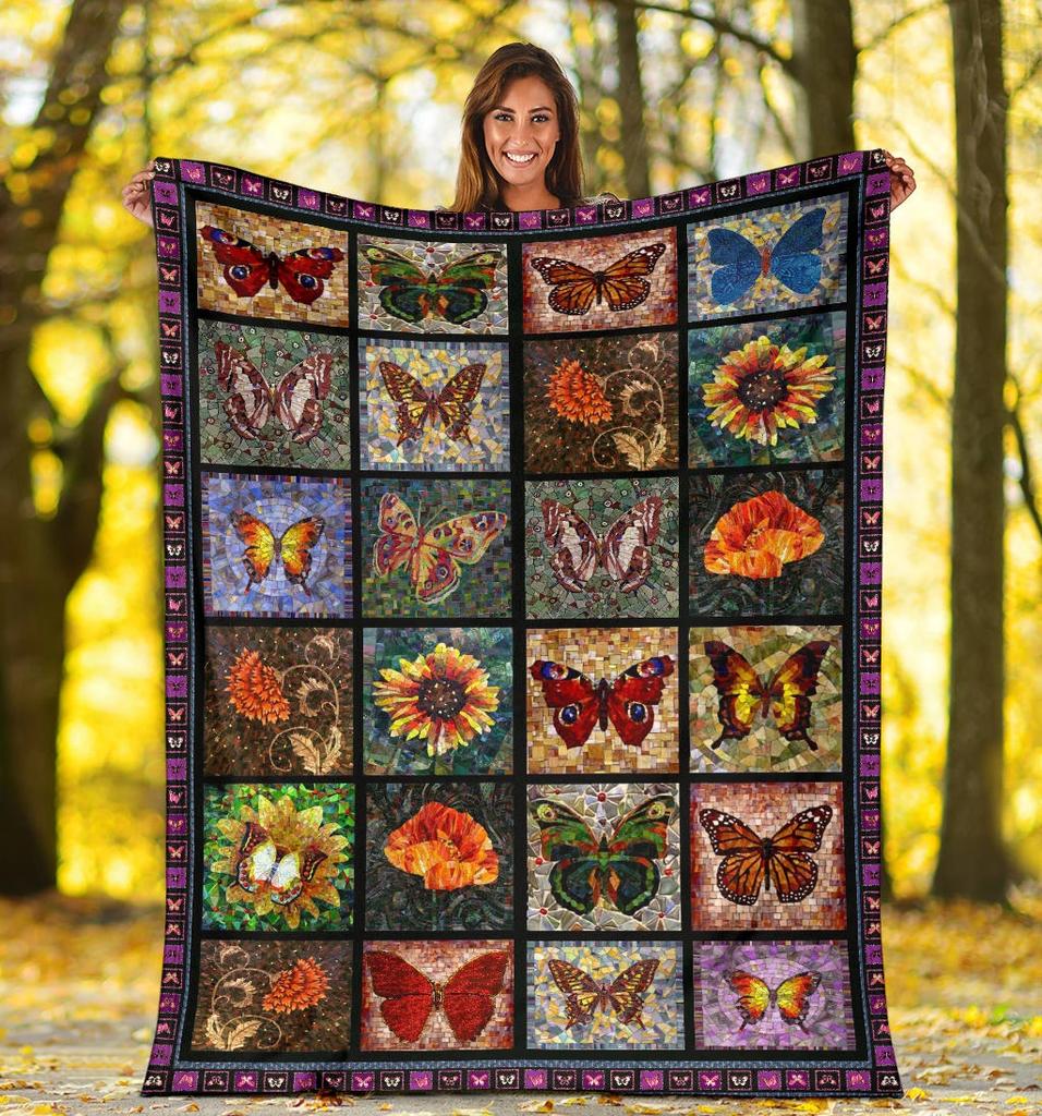 Vivid Butterfly Quilt Blanket